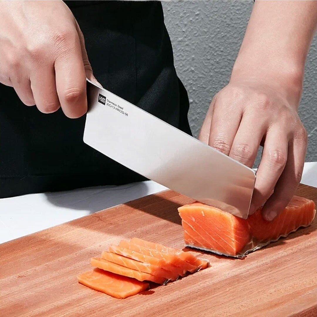 Набор Huo Hou Stainless steel kitchen Knife, 3 ножа, ножницы и подставка - фотография № 11