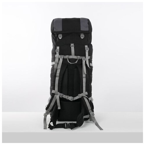 Рюкзак туристический Taif 90 л, отдел на шнурке, наружный карман, 2 боковых сетки, черный-серый
