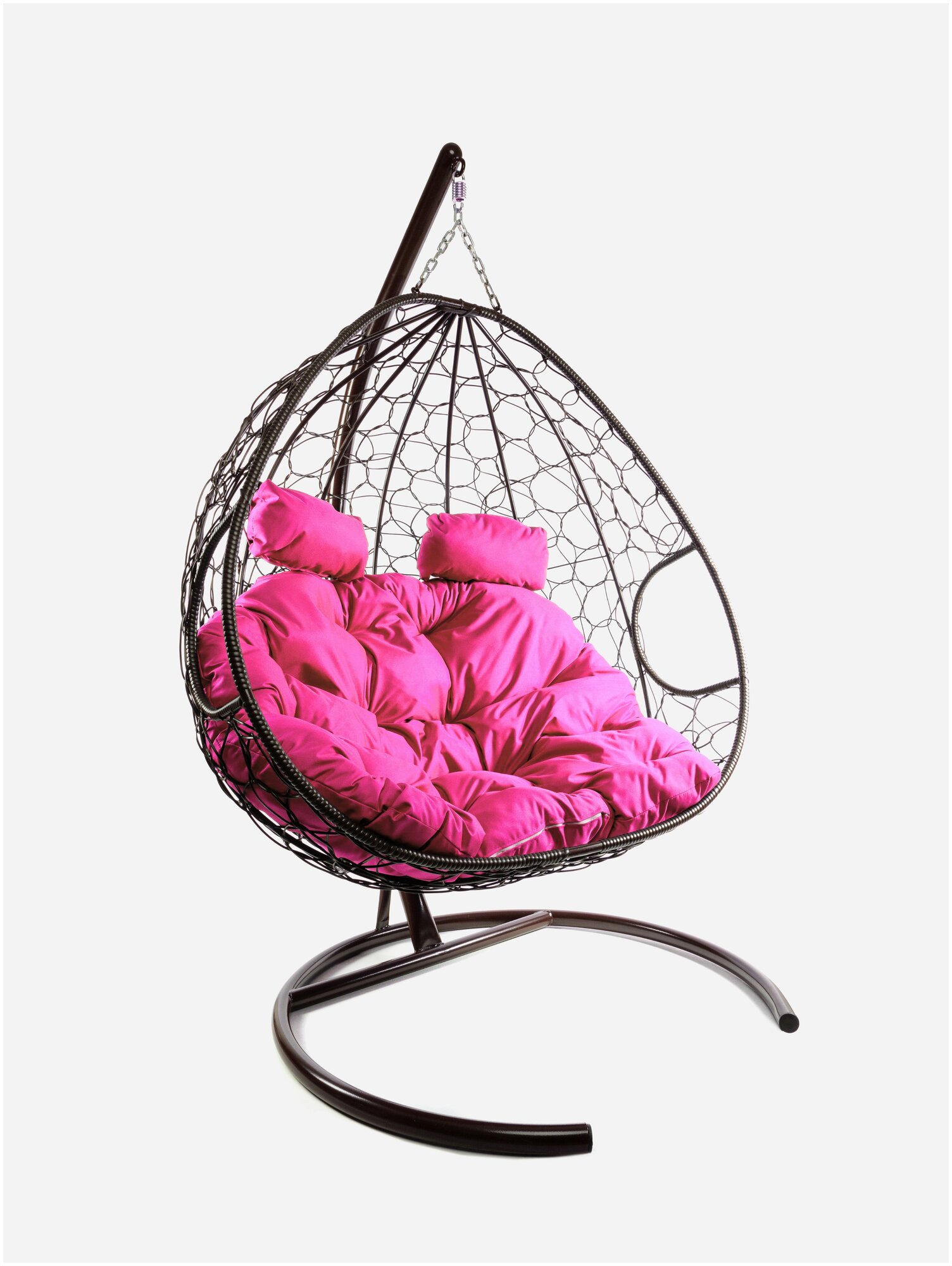 Подвесное кресло m-group для двоих коричневое, розовая подушка - фотография № 3