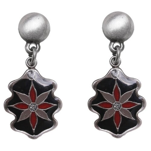 Серьги с подвесками Clara Bijoux, эмаль, черный, серебряный серьги с подвесками clara bijoux бижутерный сплав эмаль серебряный