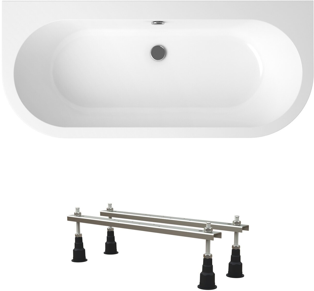 Ванна акриловая 170х75 с каркасом Lavinia Boho Art S1-37080075 в наборе 2 в 1: пристенная ванна 170 х 75 см, усиленные металлические ножки