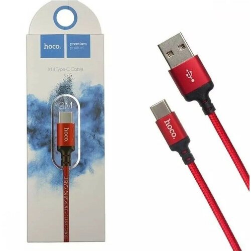 Кабель USB - Type-C Hoco X14 (2 м.) Красный кабель hoco x14 usb lightning 2 м красный