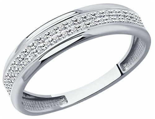 Кольцо Diamant online, белое золото, 585 проба, бриллиант, размер 17.5, прозрачный