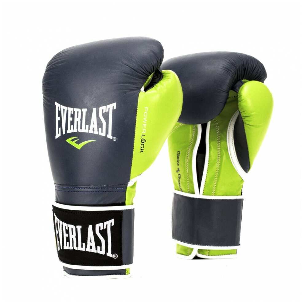 Перчатки тренировочные Everlast Powerlock 14oz синий/зеленый