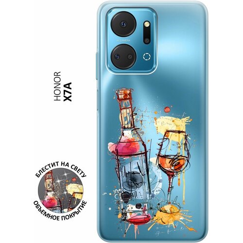 Силиконовый чехол на Honor X7a, Хонор Х7а с 3D принтом Aquarelle Wine прозрачный силиконовый чехол на honor 70 хонор 70 с 3d принтом aquarelle wine прозрачный