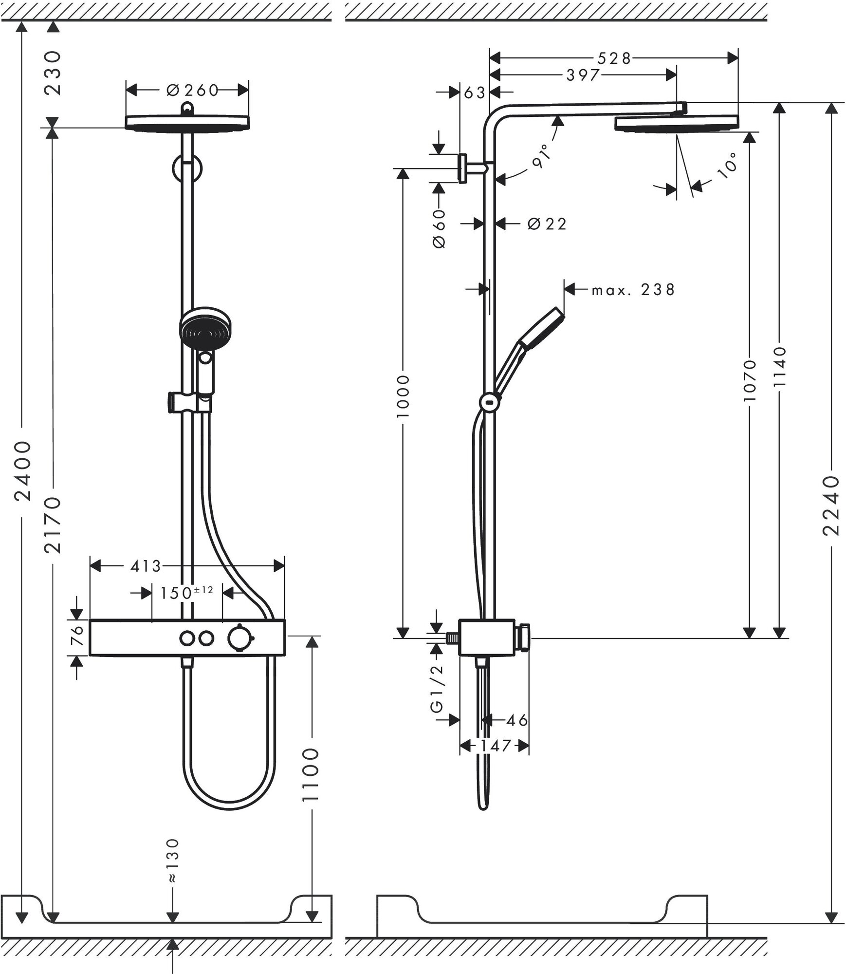 Душевая стойка Hansgrohe Pulsify ShowerTablet Select 24220000 - фото №5