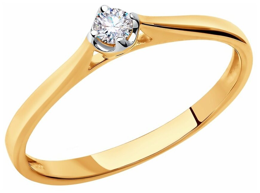 Кольцо помолвочное SOKOLOV, красное, белое золото, 585 проба, бриллиант