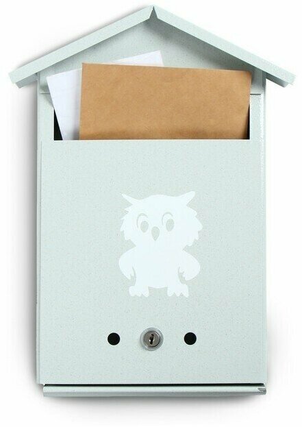 Ящик почтовый с замком, вертикальный, Домик, серый - фотография № 1