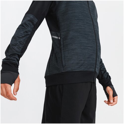 фото Куртка для бега run warm+ с карманом для смартфона мужская, размер: m, цвет: угольный серый kalenji х декатлон decathlon