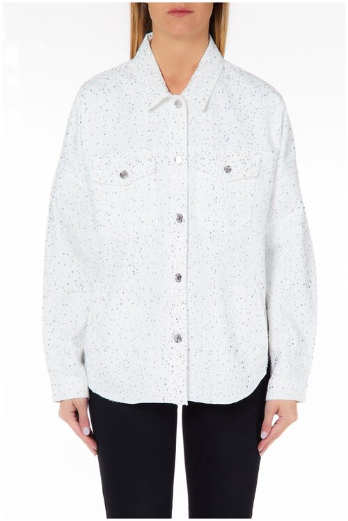 Джинсовая куртка  LIU JO, средней длины, силуэт полуприлегающий, без капюшона, карманы, размер M, белый