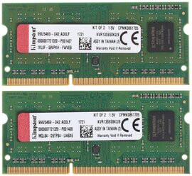 Оперативная память Kingston ValueRAM 8 ГБ (4 ГБ x 2) DDR3 1333 МГц SODIMM CL9 KVR13S9S8K2/8