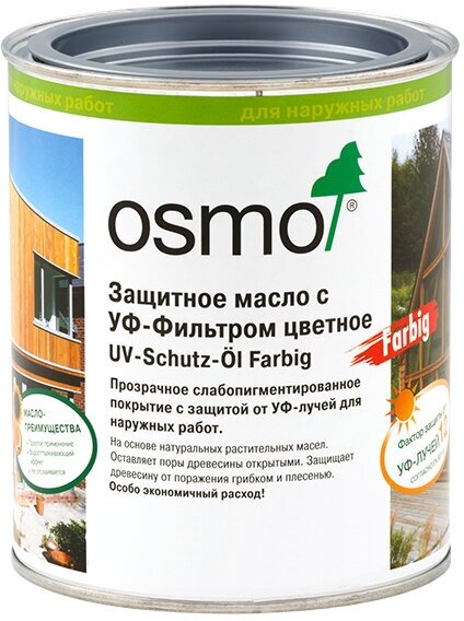 Osmo Защитное масло с УФ-фильтром цветное 425, Дуб шелковисто-матовое 0.125л