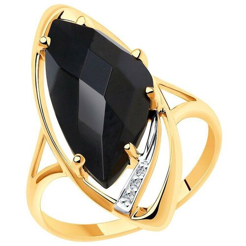 фото Sokolov кольцо с ониксом и фианитами из красного золота 716049, размер 18.5