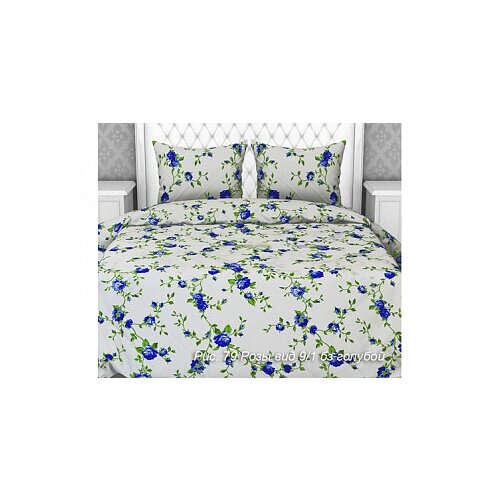 КПБ Butterfly, бязь двуспальное, 2 наволочки 70*70, простыня 215*180, пододеяльник 215*175, голубой