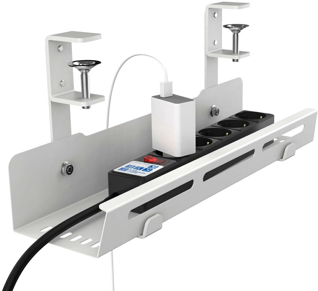 Органайзер для кабелей под стол подвесной - длина 400 мм, цвет белый VARTEX KB-400W .