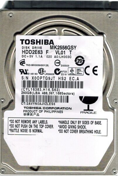 Жесткий диск Toshiba MK2556GSY 250Gb 7200 SATAII 2,5" HDD