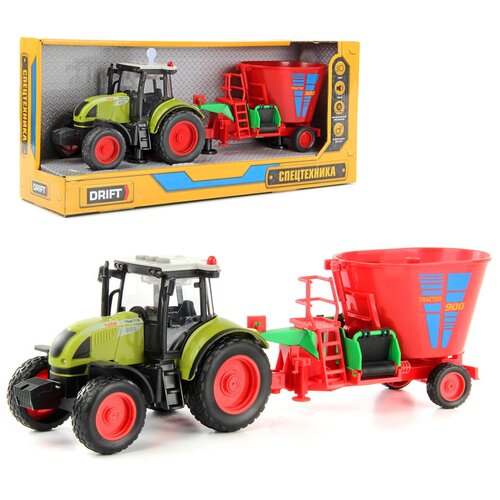 Трактор с прицепом со смесителем, Drift машины drift трактор с прицепом для сена farmland 1 16