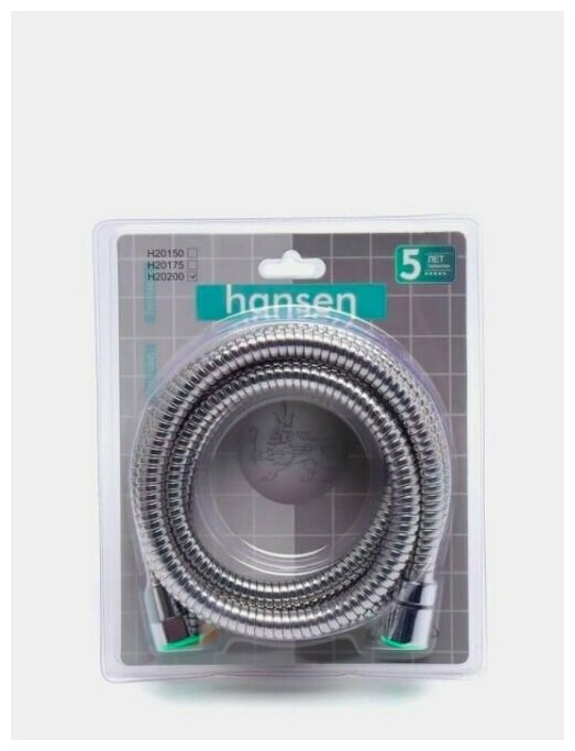 Hansen шланг для душа 2.0м Classic, в металлической оплетке, с защитой от перекручивания, хром - фотография № 8