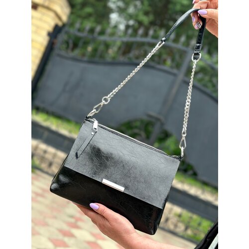 фото Сумка мессенджер lak повседневная, натуральная кожа, черный