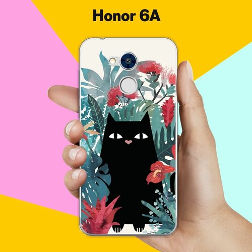 Силиконовый чехол на Honor 6A Черный кот / для Хонор 6А силиконовый чехол на honor 6a серый кот для хонор 6а