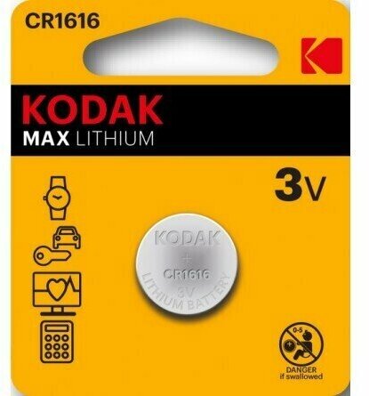 Батарейка Kodak MAX CR1616 BL1 Lithium 3V, 1 шт