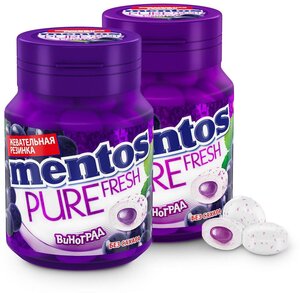 Жевательная резинка Mentos Pure Fresh вкус Виноград, 2 шт по 54 г