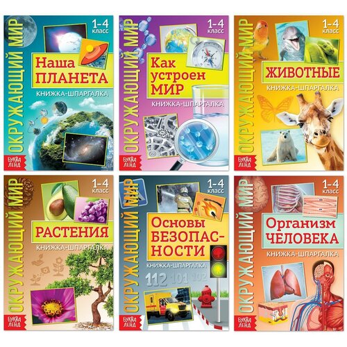 Набор книжек-шпаргалок «Мир природы и человека», 6 шт. тарасова л е окружающий мир 1 класс школьный интеллект турнир