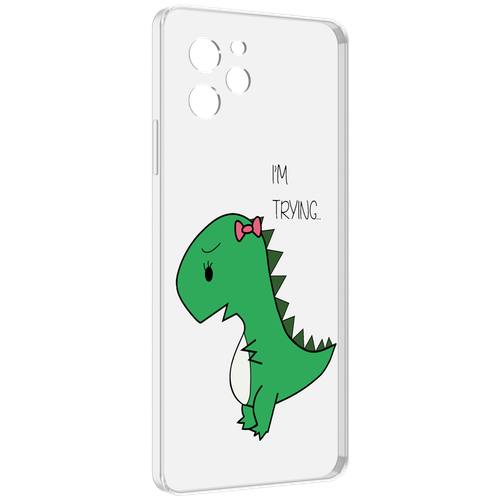 Чехол MyPads динозаврик-девочка для Huawei Nova Y61 / Huawei Enjoy 50z задняя-панель-накладка-бампер