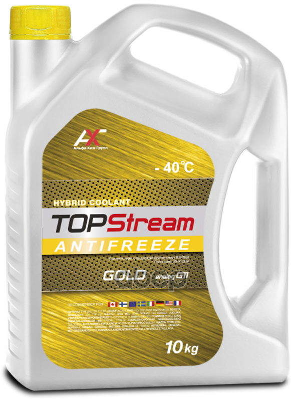 Антифриз Topstream Extra Gold (Жёлтый) G11 10 Л TOPStream арт. atsg00010