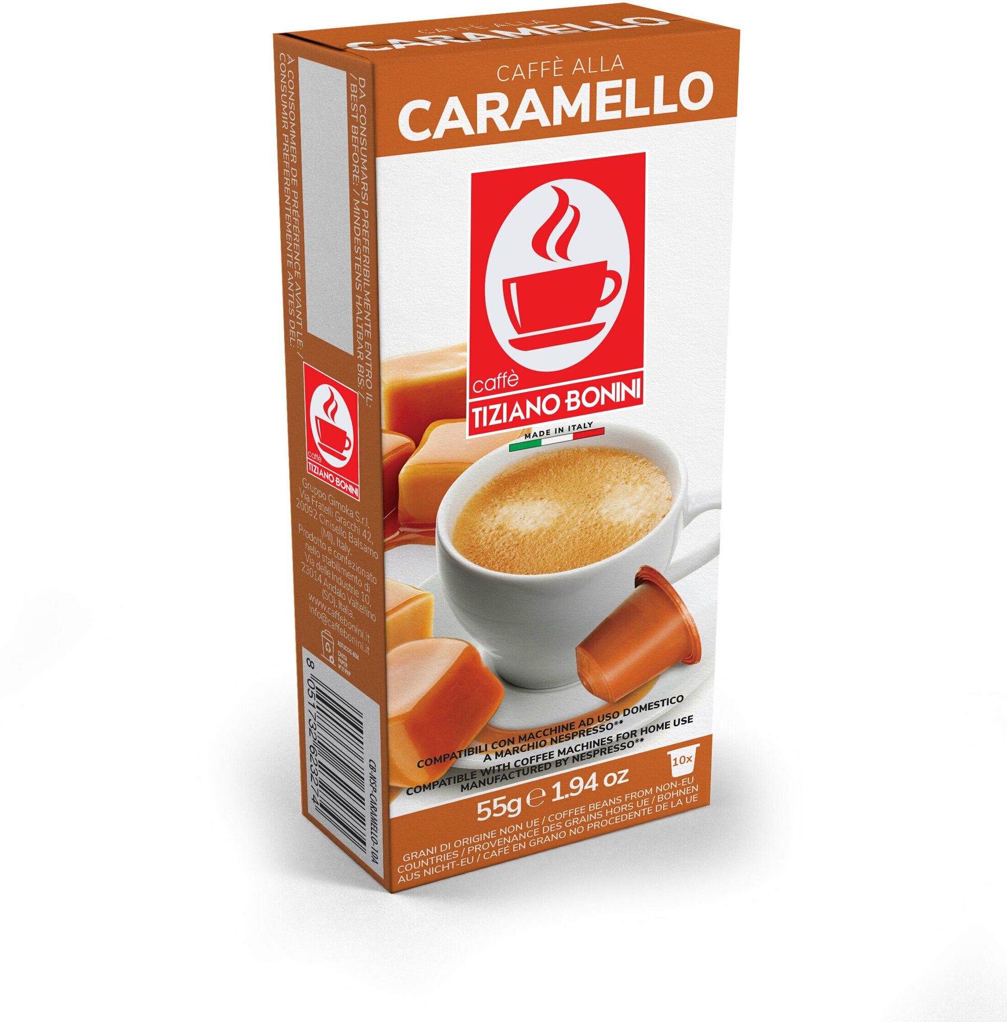 Итальянский кофе в капсулах Caffe Tiziano Bonini nes Caramello 10шт по 5,5г