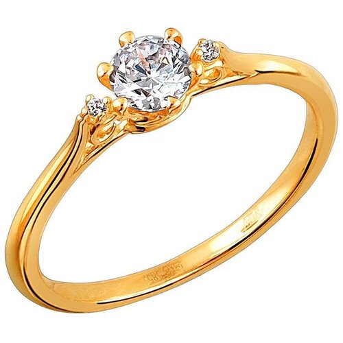 фото Эстет кольцо с 3 фианитами из красного золота 01к1112010, размер 17.5