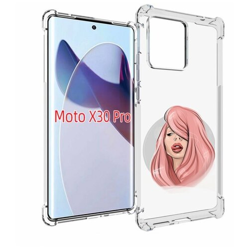 Чехол MyPads лицо-девушки-с-розовыми-волосами женский для Motorola Moto X30 Pro задняя-панель-накладка-бампер