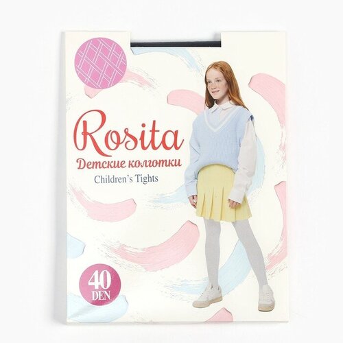 Rosita, 40 den, размер Колготки детские Регги 40 den, цвет сапфир, 10-12 лет, серый rosita размер колготки детские регги 40 den цвет белый 10 12 лет белый