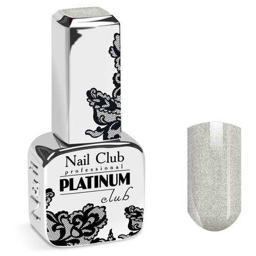 Nail Club professional Эмалевый гель-лак для ногтей с липким слоем PLATINUM CLUB 107 Silverland, 13 мл.