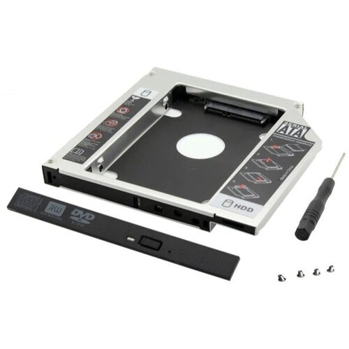 адаптер оптибей optibay hdd 2 5 sata в отсек привода ноутбука 12 7mm sata Салазки для hdd/ssd 2,5 на ноутбук 12.7 мм