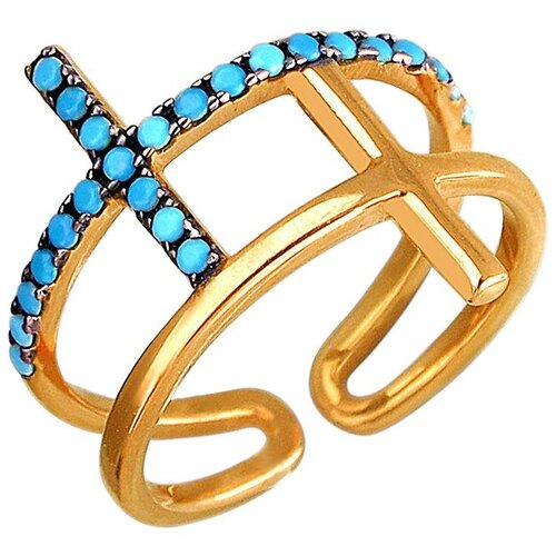 фото Эстет кольцо с фианитами из серебра с позолотой 01к259208а-2, размер 17