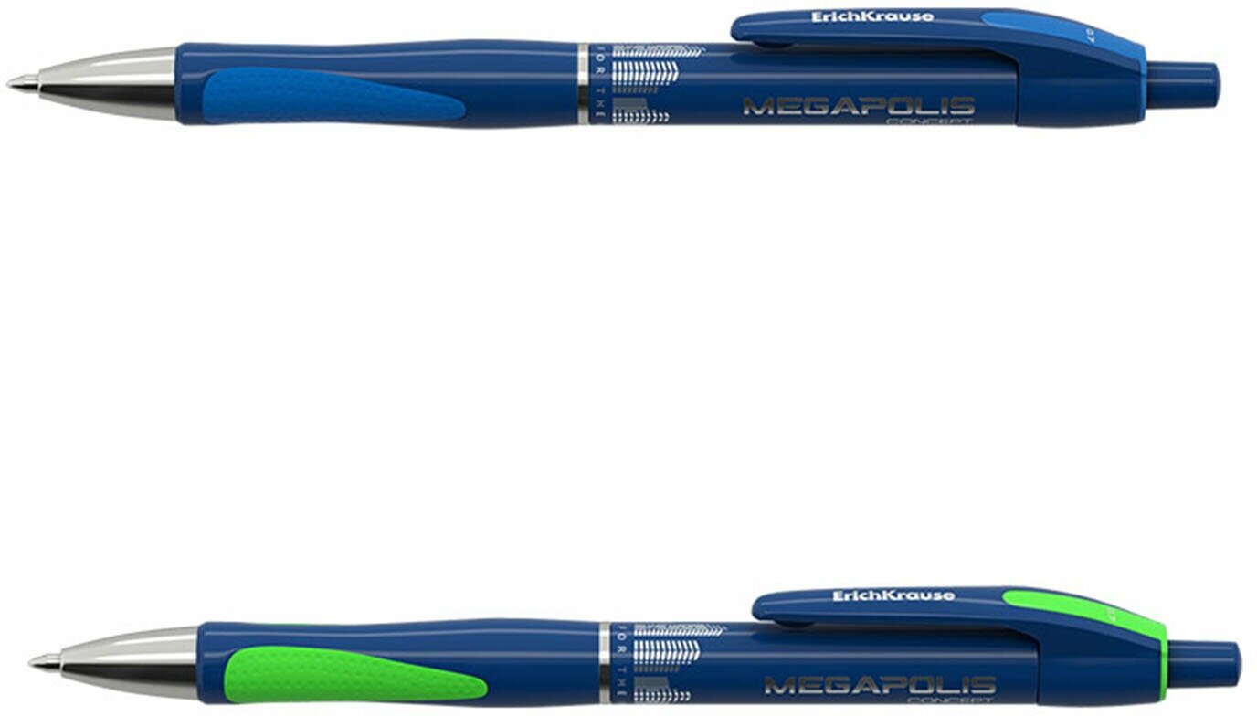 Ручка шариковая автоматическая ERICH KRAUSE "Megapolis Concept", синяя, корпус синий, узел 0,7 мм, линия письма 0,35 мм, 31 3 шт