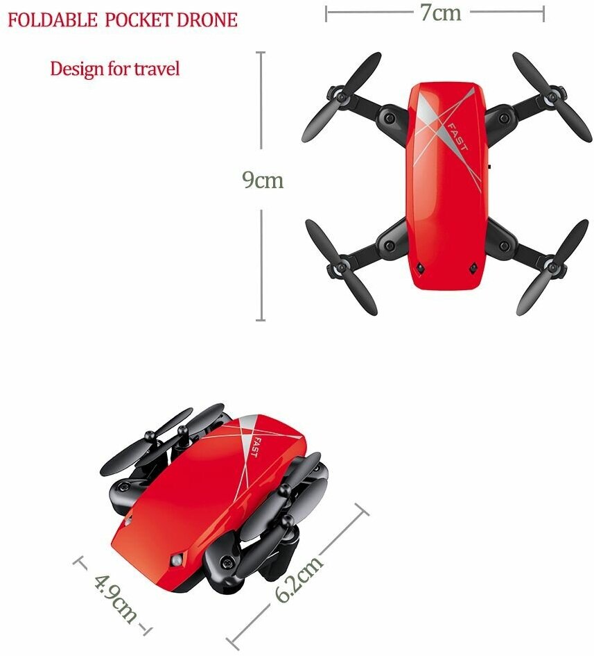 Складнной карманный миникоптер Mini 4-Axis S9HW WIFI FPV Red  FPV с камерой Пультом ДУартфон контролем  красный