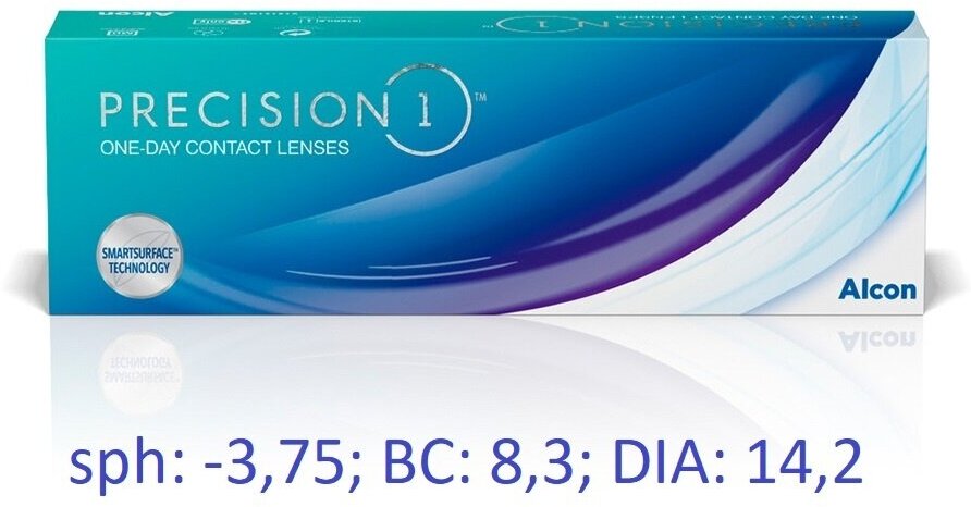 Контактные линзы Precision 1 (Alcon) D 14.2, 30 шт., R 8,3, D -3,75