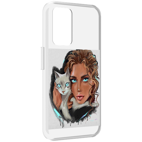 Чехол MyPads девушка-с-котом-голубые-глаза женский для Realme GT Neo3T задняя-панель-накладка-бампер