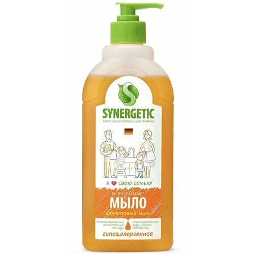 Synergetic Жидкое мыло Фруктовый микс для мытья рук и тела, 500 мл