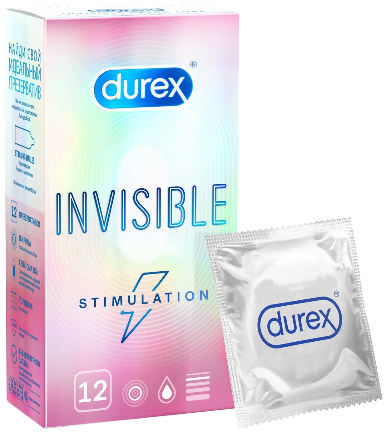 Презервативы Invisible Stimulation Durex/Дюрекс 12шт Рекитт Бенкизер Хелскэар (ЮК) Лтд - фото №1