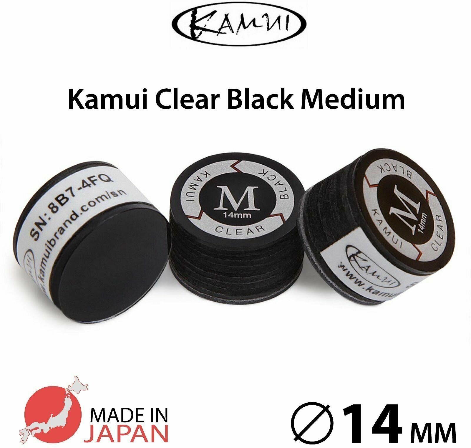 Наклейка для кия Kamui Clear Black 14 мм Medium, многослойная, 1 шт.