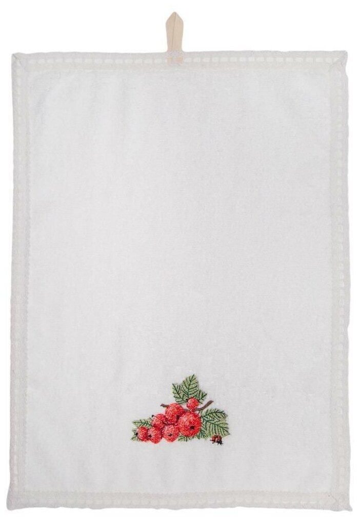 Полотенце красная смородина ,30х50. махра,белый,вышивка,Santalino (850-331-26) - фотография № 2