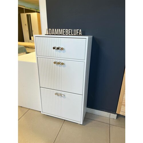 Обувница двухсекционная с ящиком Сандра 600х1100х280 (Белый лофт)