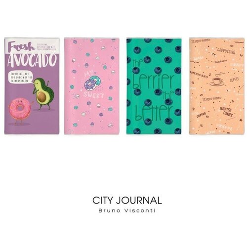 Записная книжка А6, 64 листа в линейку City Journal, интегральная обложка, микс