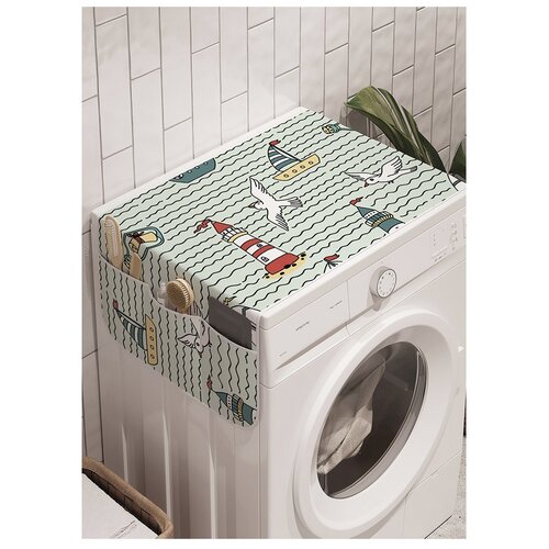 фото Органайзер для хранения "маяки и корабли" на стиральную машину, 45x120 см ambesonne