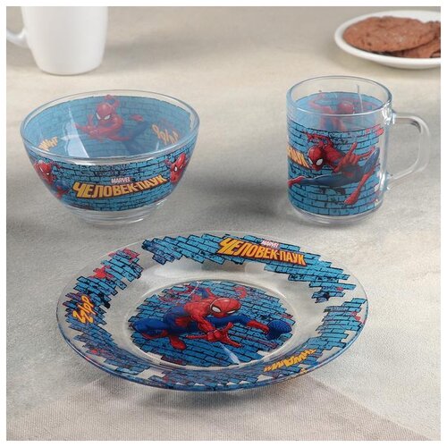 фото Набор детской посуды marvel "человек паук", 3 предмета (4179408)