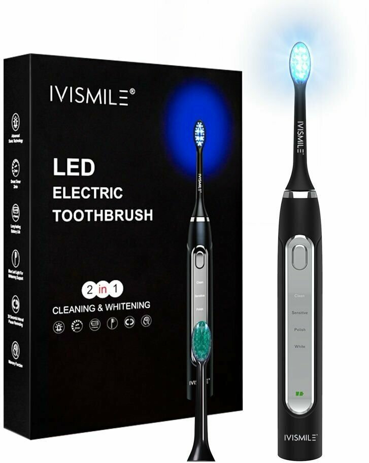 Звуковая электрическая зубная щетка IVISMILE IVI-2T с LED технологией отбеливания