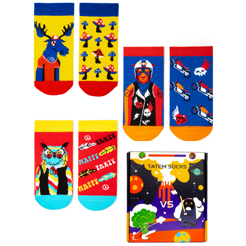 фото Носки, tatem socks, "комплект zoo heroes", размер 36-40, 3 пары